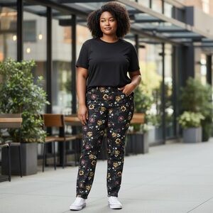 Charter Club Black Floral Skinny Pants